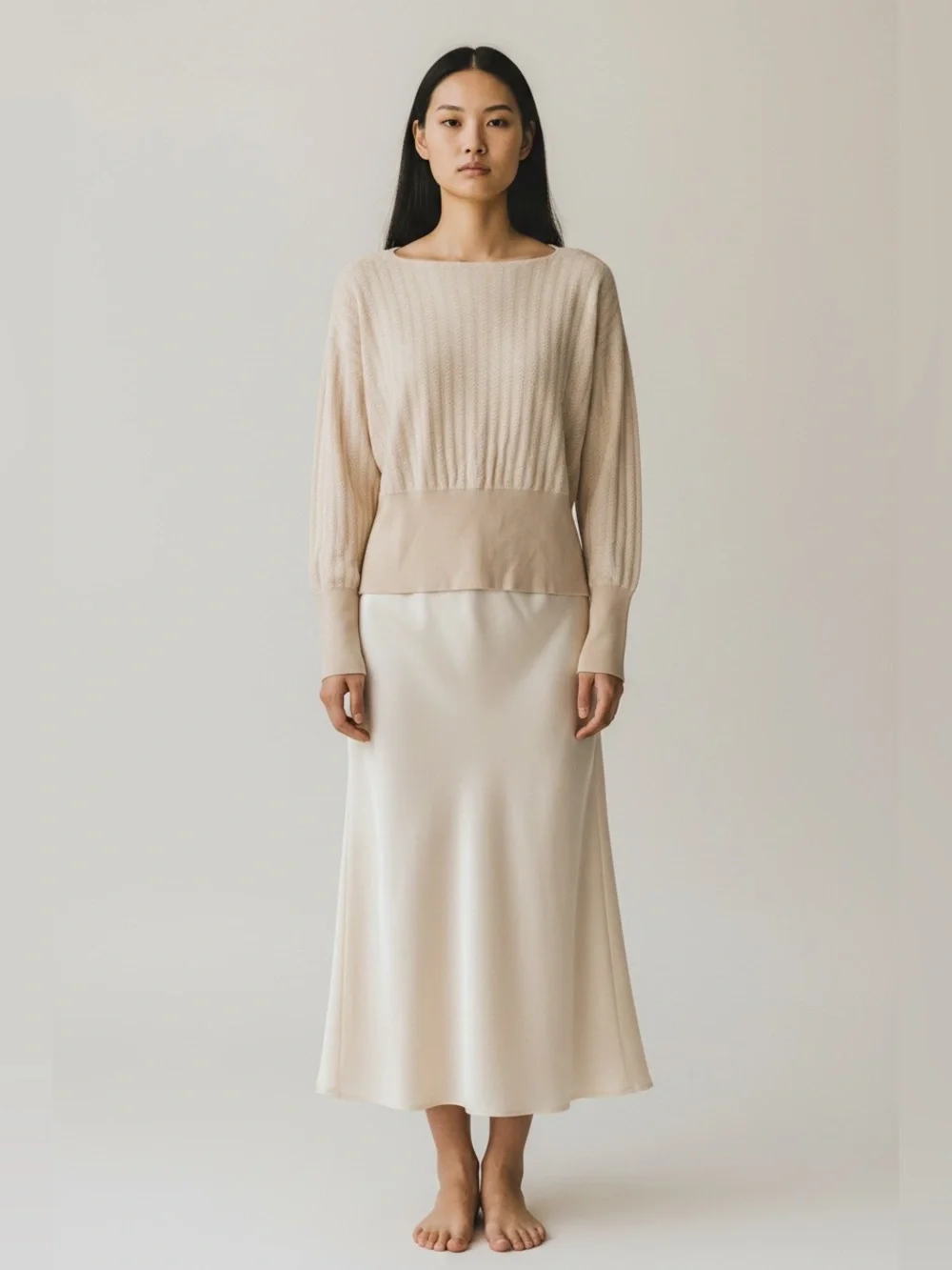 MM Lafleur Cotton Knit Boatneck sweater beige neutral minimal classic business L - Picture 1 of 10